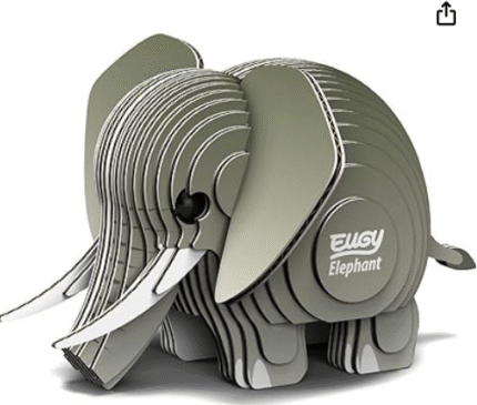 EUGY 650010 Elephant, 3D Animal Puzzle for Children and Adults to Assemble, DIY Animal Figure, Craft Set from 6 Years, EH-010